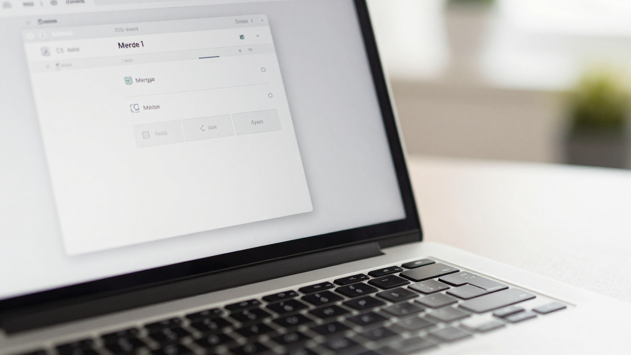 gestion contenu ancien mise à jour fusion suppression - Close-up professional photography of a laptop screen showing file management options update merge de